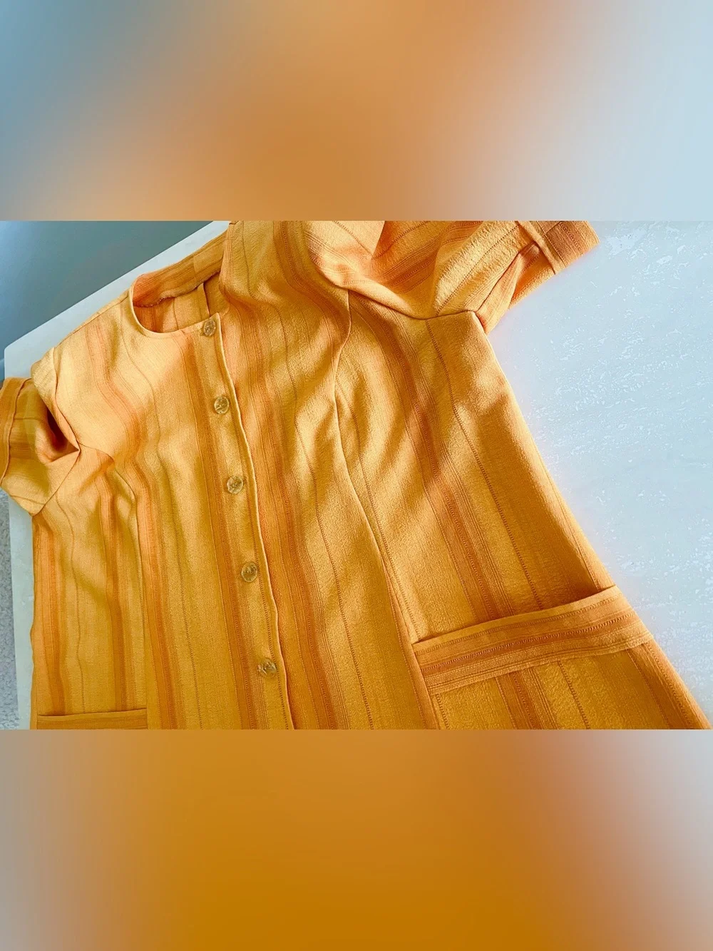 Women’s Textured Button Front Jacket Blazer Top Bright Orange Short Sleeve XXL